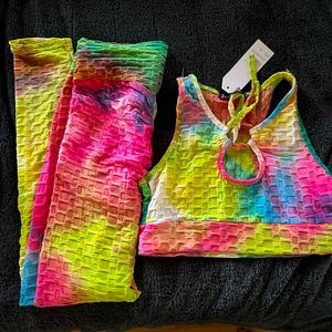 AQ sport, tie-dyed leggings with top size Medium